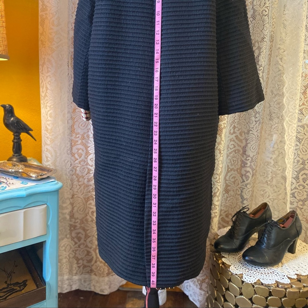 Gorgeous VTG 1960’s Black Mid-Mod Ribbed Wool-Blend Swing Coat - XL - Picture 7 of 11
